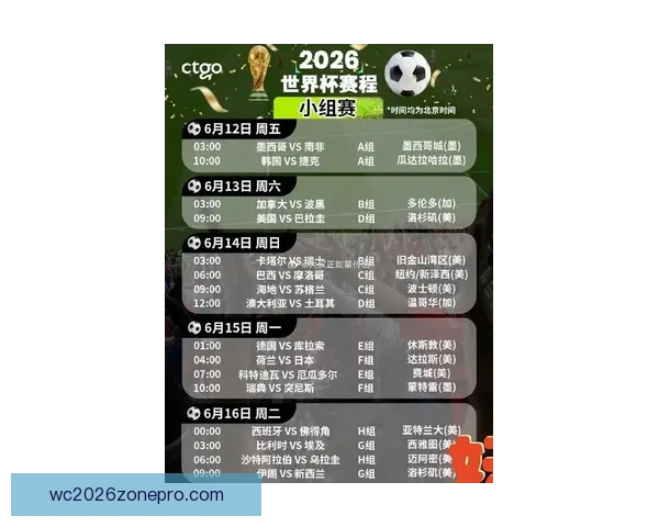 2026世界杯赛程合理安排球迷无需熬夜尽享精彩比赛